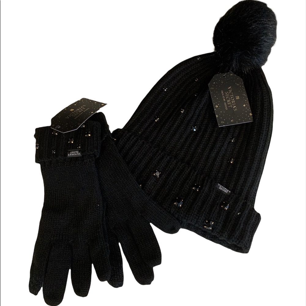 Victoria's Secret Pom-pom Beanie and Gloves Set
